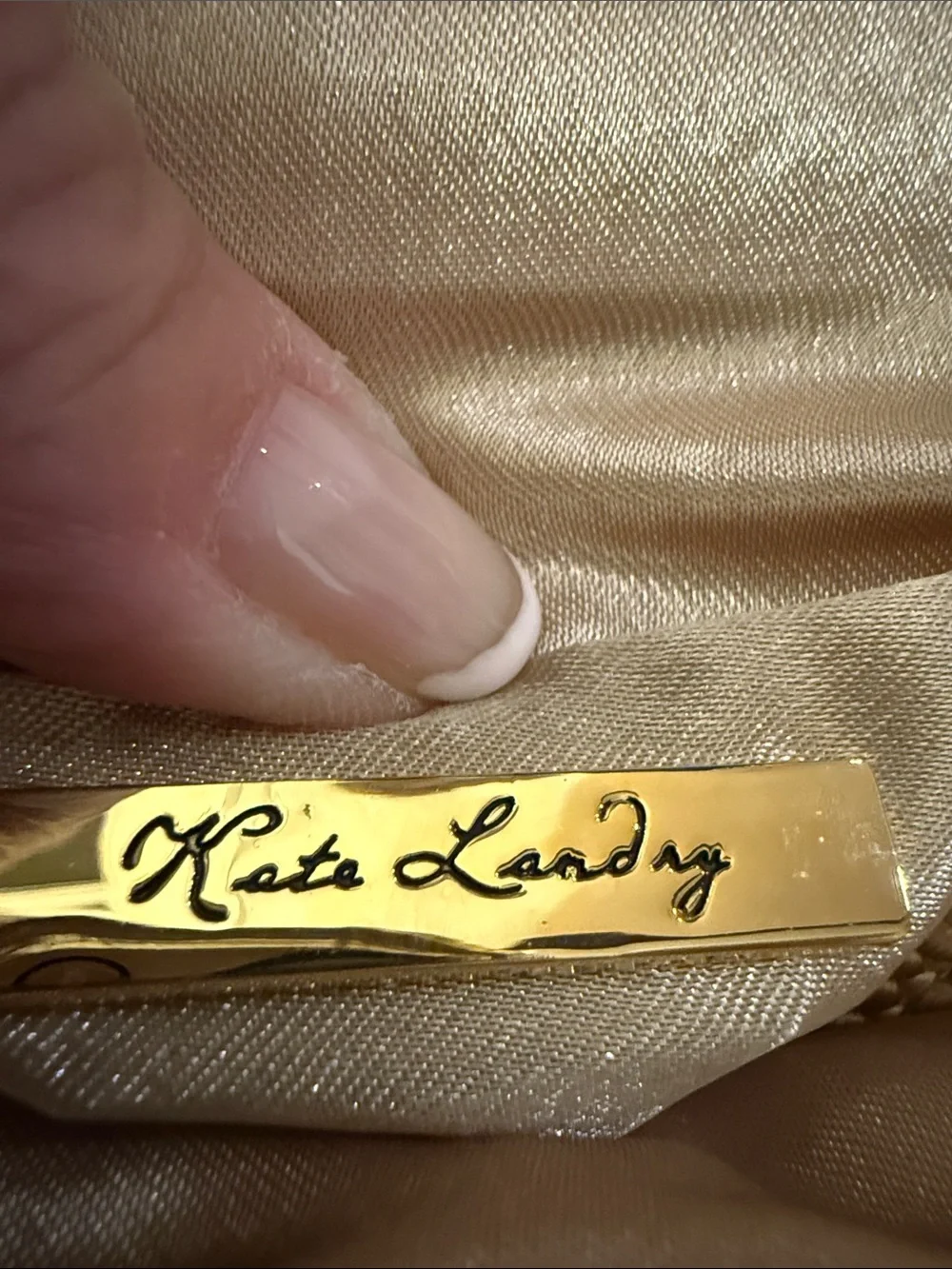 Kate Landry Shimmery Cream Evening Clutch with Gold Chain